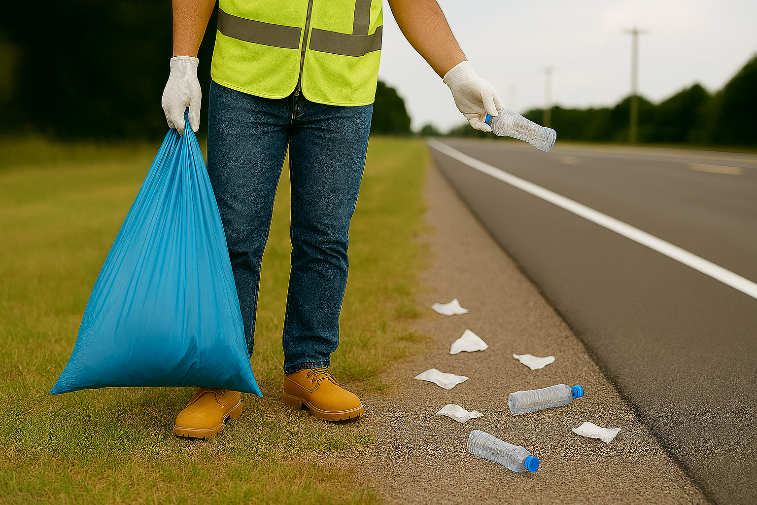 Litter Pickup On Highway